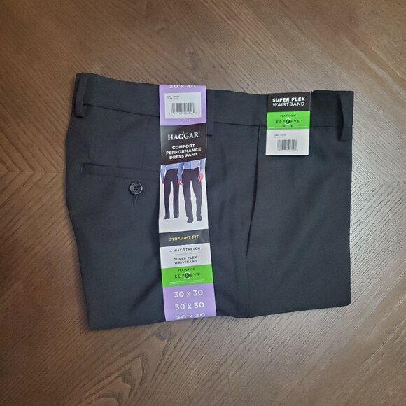 NWT Men's Haggar Comfort Performance Dress pant size 30×30 black - Picture 1 of 4
